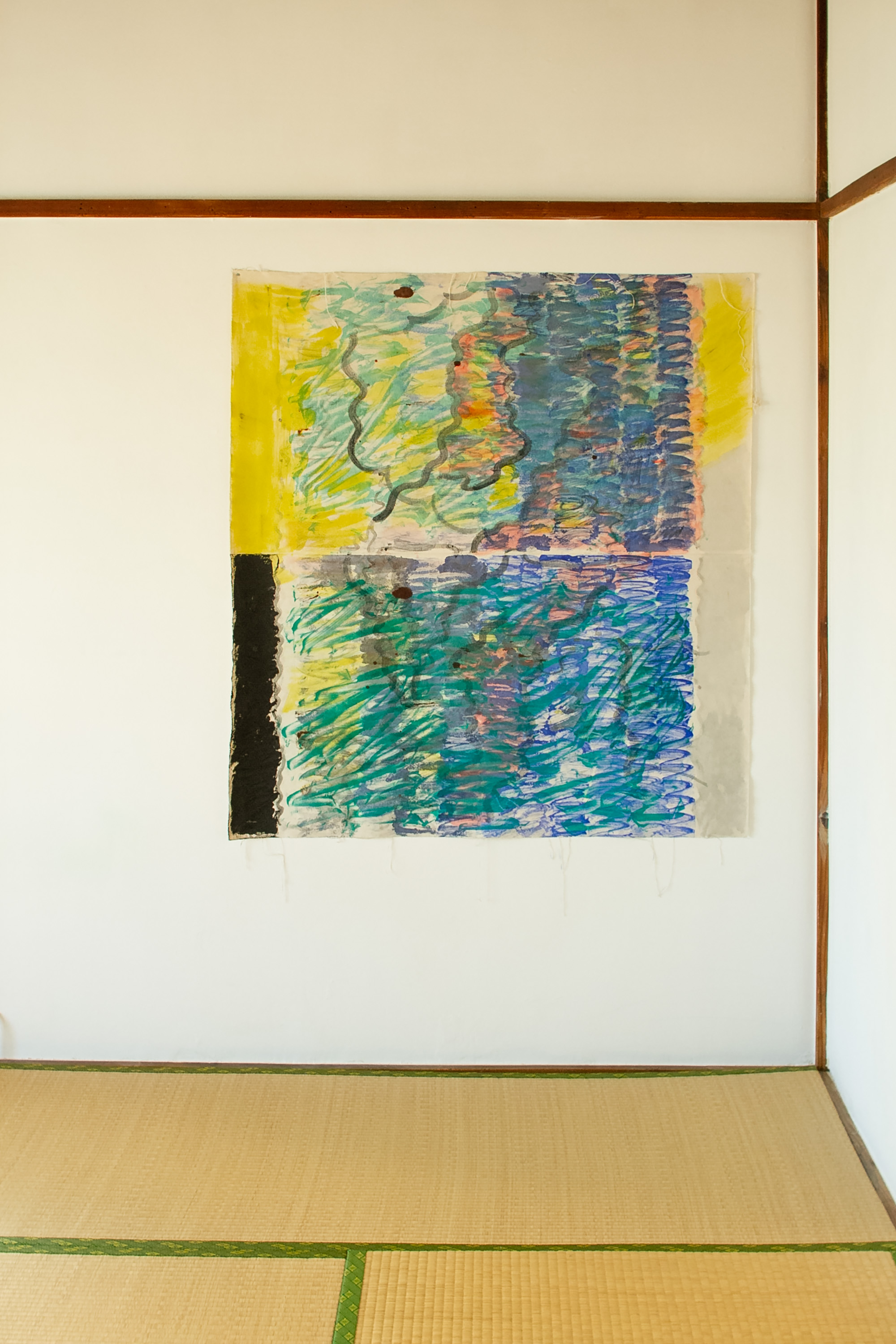 Bathing (lamplight or urine), 2020, oil on un-stretched canvas, 1000 x 1200mm (Installation View)